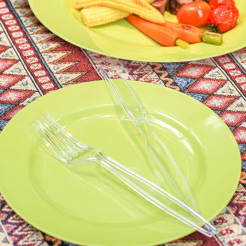 Heavy Duty Plastic Cutlery Set - Disposable 30 Forks, 30 Spoons, 30 Knives, Clear, Pack of 90