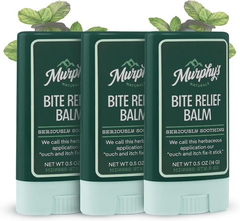 Murphy’s Naturals Insect Bite Relief Balm Stick, Travel-Friendly, Soothes Bug Bites with Plant-Based Oil, 0.5oz, 3-Pack