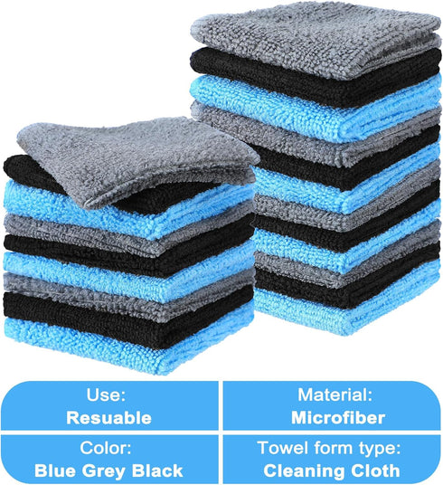 Wash(6 6 Inch,Blue/Gray/Black,50 Tanlade Cleaning Cloth Dry Erase Cloth Cleaning Rags Reasonable Kitchen Towels