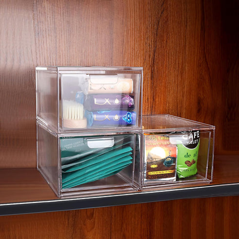 Yes!Fresh Drawer Organizer, Stackable Cosmetic Desk Organizer with Removable Partitions for Vanity Storage