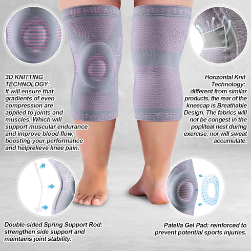 NEENCA Plus Size Knee Brace for Knee Pain - Support with Side Stabilizers & Patella Gel Pad for Sports