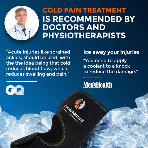 PhysioNatural Foot & Ankle Ice Wrap with 2 Cold Gel Packs for Sprained Ankle, Achilles Tendon Injuries