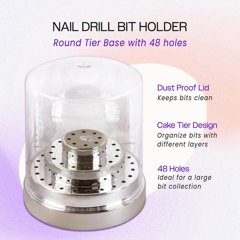 PANA Round Cake Tier Nail Drill Bit Holder Display Organizer Case, Dustproof Carbide Bit Storage Container Box for