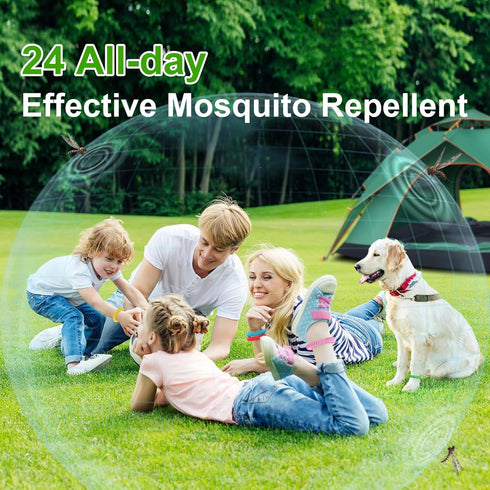 24 Pack Mosquito Repellent Bracelets, Individually Wrapped DEET Free Natural Waterproof Wristbands
