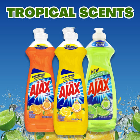Ajax Dish Soap, 14 FL OZ - Super Degreaser, Variety Pack of 6 (Lemon, Orange, Lime)