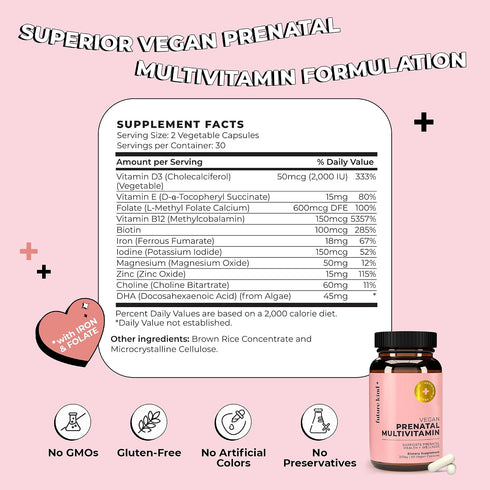 Omega-3 (60 Future Kind Prenatal Vitamin - Pregnancy, Lactation, and Wellness Support with DHA & L-Methylfolate