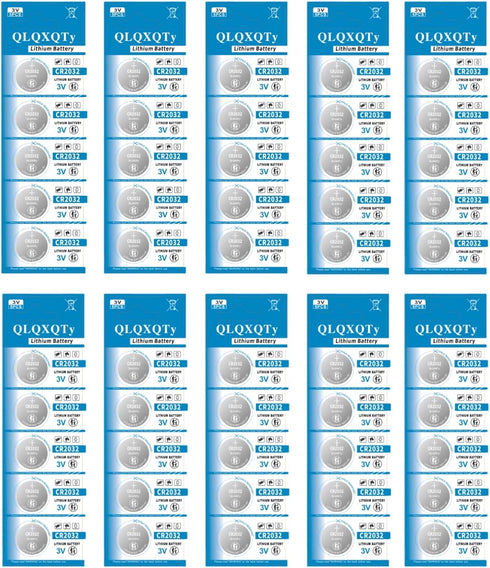 QLQXQTy 50PACK CR2032 Lithium Battery, 3V Coin Cell Battery
