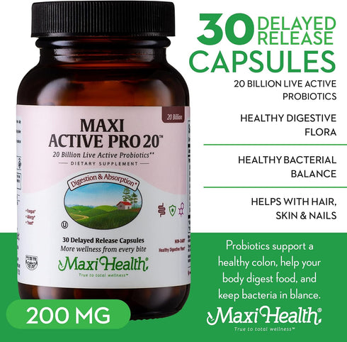 Probiotics for Digestive Health – 15 Strains, 20 Billion CFU for Men and Women with Lactobacillus Rhamnosus, 30 Capsules