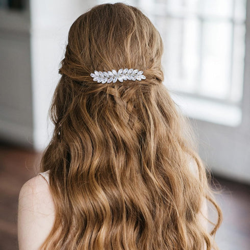 WHAVEL 2PCS Crystal Hair Barrettes for Women, Rhinestone Hair Clips French Barrette Wedding Accessories