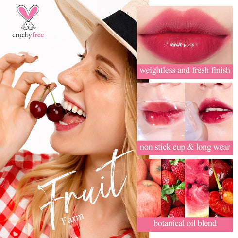 Lip Tint Stain Set, Long Lasting Waterproof Matte Finish Lip Makeup (fruit farm)