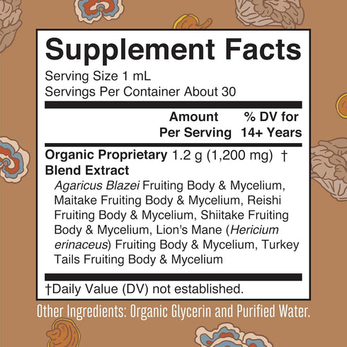 MaryRuth Organics USDA Organic Mushroom Complex | NonGMO, Vegan Herbal Liquid Drops Supplement with Lion's Mane, Reishi