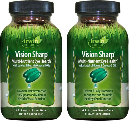 Irwin Naturals Vision Sharp Multi-Nutrient Eye Health, 42 Liquid Soft-Gels, Pack of 2, with Lutein & Omega-3s