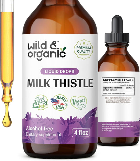 Milk Thistle Liquid - Liver Cleanse Detox Supplement for Liver Support - Organic Milk Thistle Seeds, 4 fl oz