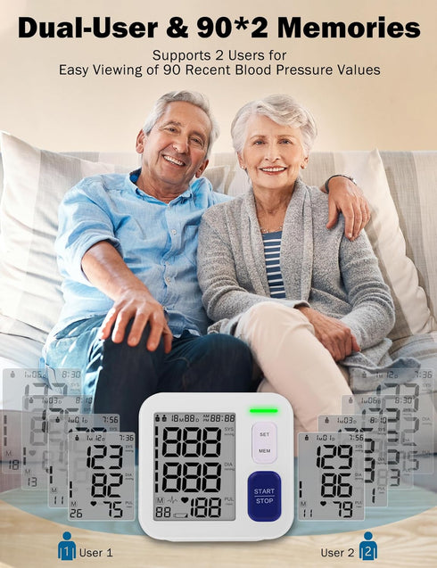Blood Pressure Monitor, Upper Arm Cuff with 9"-17" Large Cuff, 4" Screen Automatic Digital BP Machine for Home Use