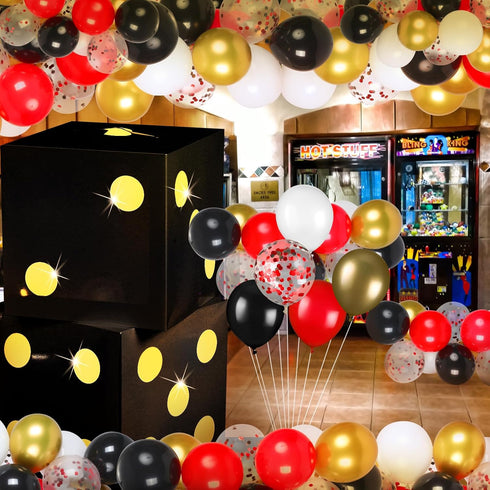 Motipuns 6 Decoration(11.8 Inch,Black) Pcs Large Dice Favor Boxes with Light, Large Dice Box Casino Party Decorations