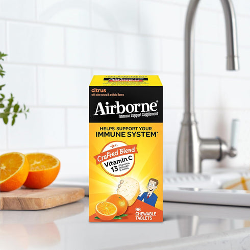 Airborne Vitamin C 1000mg, Citrus Chewable Tablets, 96 Count in a Box