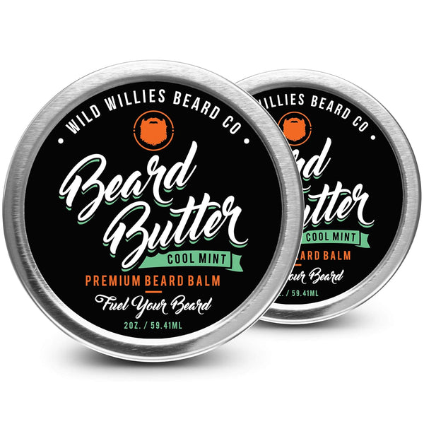 Wild Willies Premium Beard Balm Leave-In Conditioner, 2-Pack, Cool Mint Scent