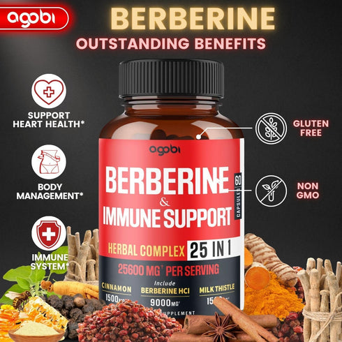 Premium Berberine Supplement | 60 Capsules | Supports Immune System, Cardiovascular & Gastrointestinal Health