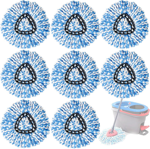 8 Pack Mop Replacement Heads, 100% Microfiber Spin Mop Refill Head for RinseClean 2-Tank System, Floor Cleaning.