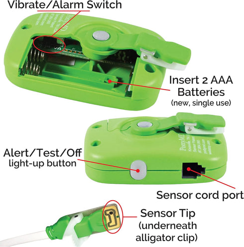 3 Green Bedwetting Enuresis Alarm with Loud Sound & Strong Vibration for Boys or Girls