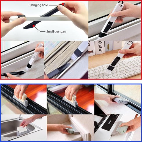 Window Screen Cleaner Tool, 5 in 1 Window Cleaning Kit with Brush, Squeegee, and Track Cleaning Tools