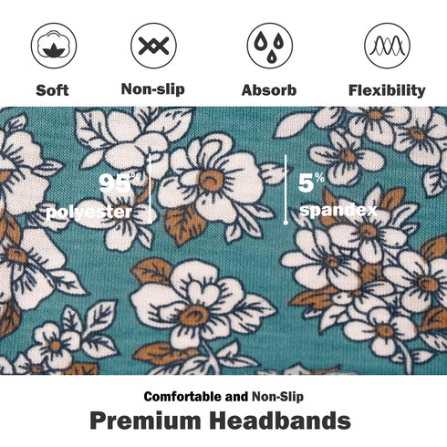 IVARYSS Headbands for Women, Non-Slip Premium Stretchy Hair Accessories, 6 Pack, Boho for Yoga, Fashion, Travel