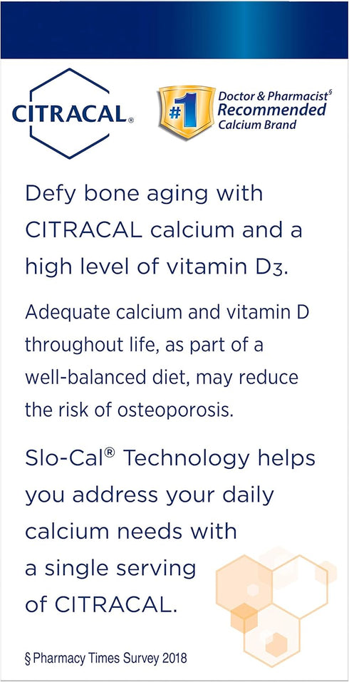 Citracal Calcium + D Slow Release Tablets, 1200mg, 80 Tablets (Pack of 4)
