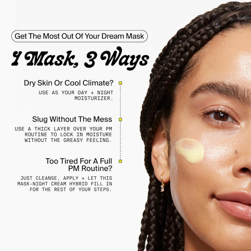 Youth To The People Superberry Glow Dream Mask - Brightening Overnight Face Mask + Hyaluronic Acid Night Moisturizer