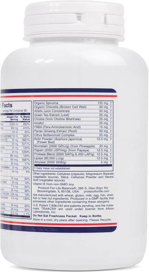 Protocol Ortho Multi Greens Multivitamin with Green Superfoods, 180 Veg Caps, with Vitamins C, B6, B12 & More