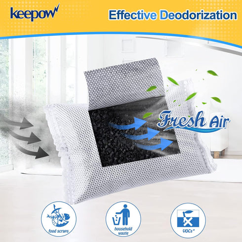 KEEPOW 8 Pack Activated Charcoal Odor Absorber for iTouchless 8 Gallon & Larger Trash Can Deodorizer