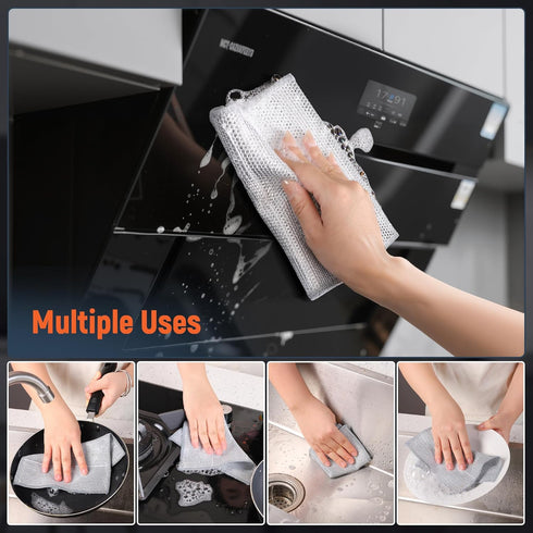 MVXMVX 3 15PCS- Set Layers Wire Dishwashing Rag Non Scratch Wire Dishcloth Home Essentials-Reusable Steel Wool Scrubber