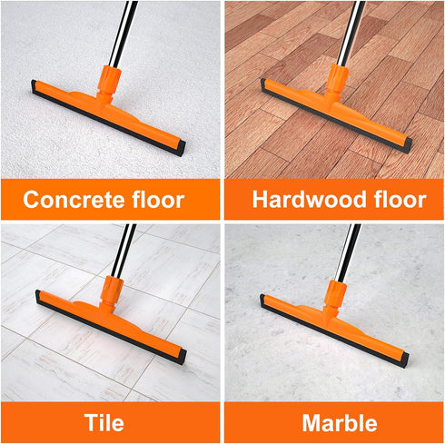 ITTAR Multi-Purpose Floor Squeegee for Concrete Floor, Heavy Duty Squeegee Broom with Adjustable 62" Stainless Steel Pole, EVA Foam Blade Scrubber for Garage, Patio, Deck, Tile, Pool, Shower by ITTAR