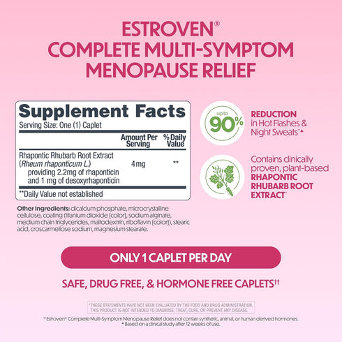 Estroven Complete Multi-Symptom Menopause Supplement for Women, 28 Ct. for Menopause & Night Sweats Relief