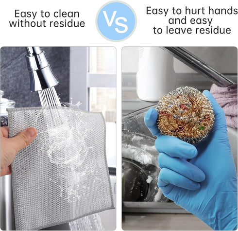 Non Scratch Wire Dishcloth, Wet and Dry Dishwashing Rag, Kitchen Scrub Sponges, Bathroom Cleaning Cloths