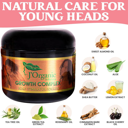 J'Organic Solutions Natural Kid's Hair Growth Stimulator, Hair Grease with Lanolin, Sweet Almond Oil, Castor Oil