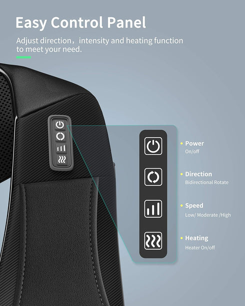 JIODTMER 3D Back Neck and Shoulder Massager with Heat,Deep Tissue Kneading Pillow, Electric Full Body Massager