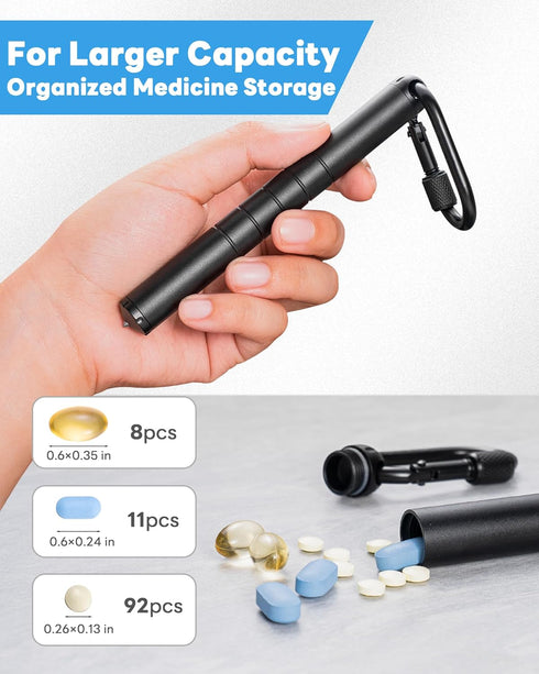 Portable Waterproof Titanium Keychain Pill Holder - Small Travel Pill Box for Men