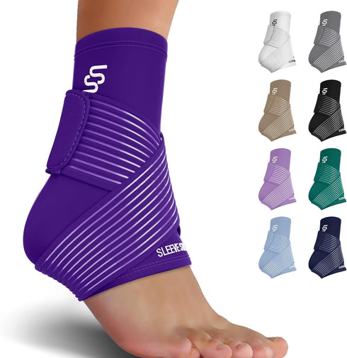 Sleeve Stars Ankle Support - Dark Purple - For Ligament Damage, Sprained Ankle & Plantar Fasciitis Relief