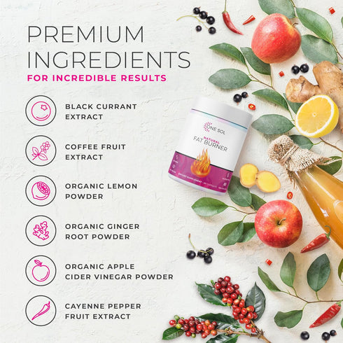 One Sol Fat Burner for Women, Natural Metabolism Booster, Boost Energy & Mood, Curb Appetite, All-Natural Ingredients