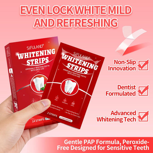 SiFULAND 7 (14Strips) Teeth Whitening Strips Kit - Treatments-Peroxide Free-Enamel Safe for Whiter Teeth,No-Slip, Dry