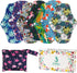 Reusable Menstrual Pads (7 in 1, 25.4cm 4 Layers), Bamboo Cloth Pads for Heavy Flow with Wet Bag