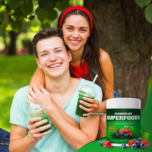Total Tea Chiroflex Superfood Green Powder, Organic Greens Fruit and Veggie Vegan Supplement, 30 Servings - 7.4 oz