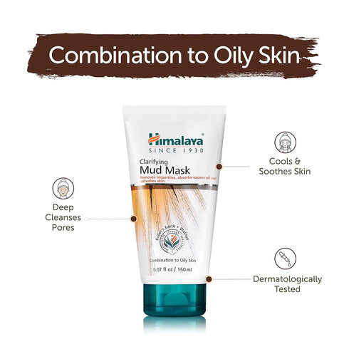Himalaya Clarifying Mud Mask, 5.07 oz for Purifying & Deep Cleaning, Hydrate & Rejuvenate Tired Skin