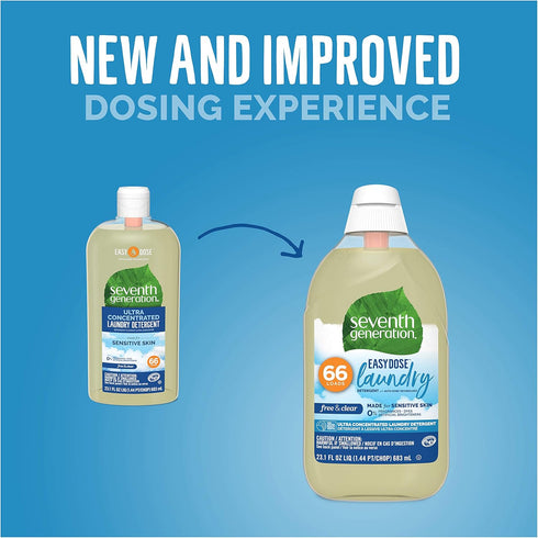Seventh Generation Laundry Detergent, 23.1 Fl Oz | Ultra Concentrated EasyDose, Free & Clear