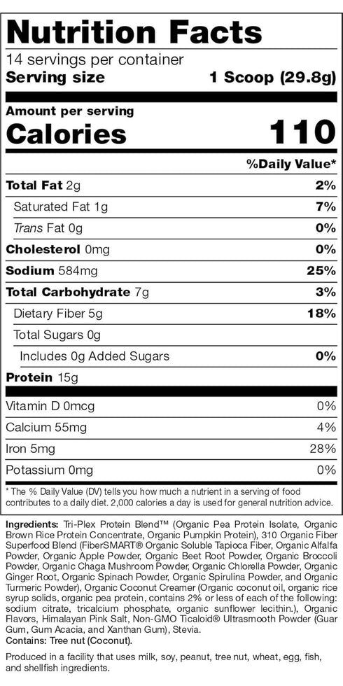 310 Nutrition Vegan Organic Plant Powder and Meal Replacement Shake, Salted Caramel, 14 Servings, Sugar Free