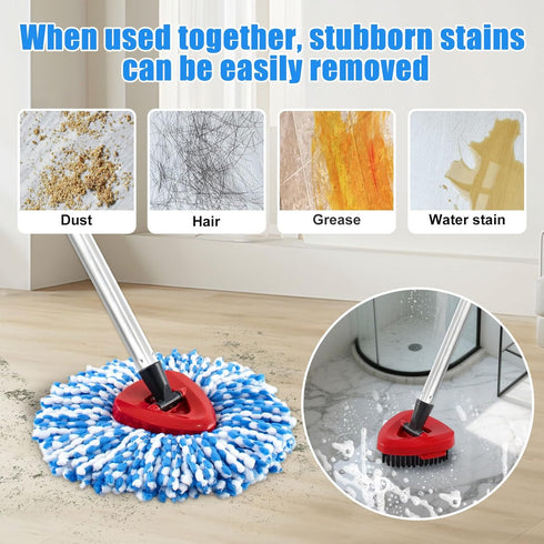 Hezane 4Pack 2 Mop Replacement Head for O Cedar RinseClean Tank System, Mop Replacement Base and Upgrade Scrub Brush