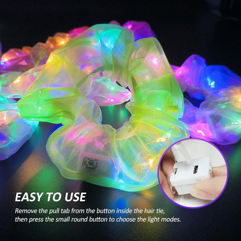 Light Up Scrunchies for Halloween Party, LED Hair Ties for Women & Girls, Glow in the Dark Festival Accessories