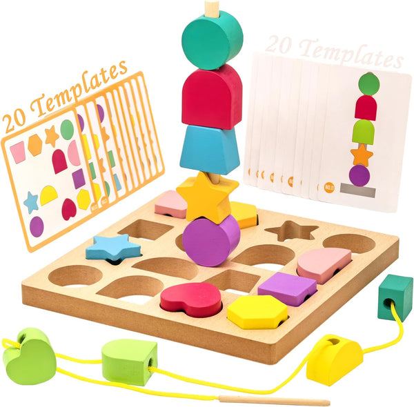 PHIELEY Activities for Dementia Patients, Memory Cognitive Games for Seniors, 3-in-1 Shape Matching