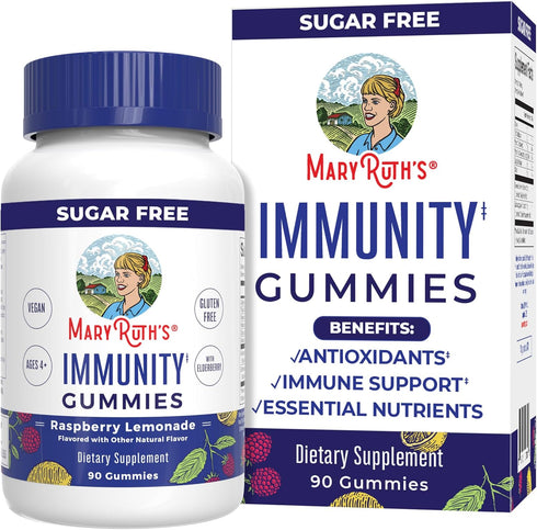MaryRuth Organics Sugar Free Immunity Gummies, 90ct | Powerful Blend with Elderberry, Vitamin C, Zinc, D3 & Echinacea