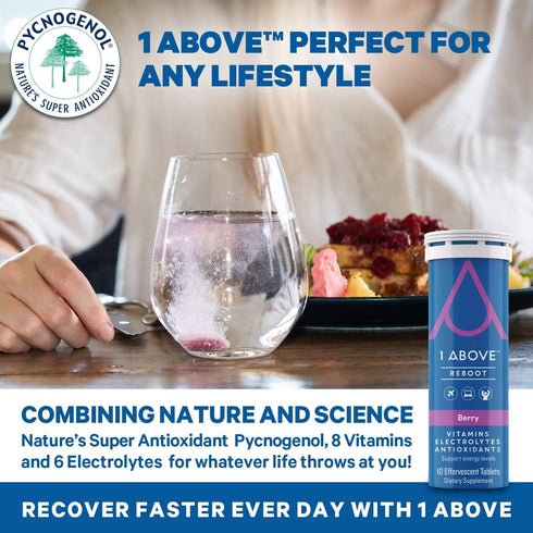 Jet Lag Relief Tablets, Berry-Flavored Effervescent Multivitamin with Pycnogenol, Travel Supplement for Hydration &